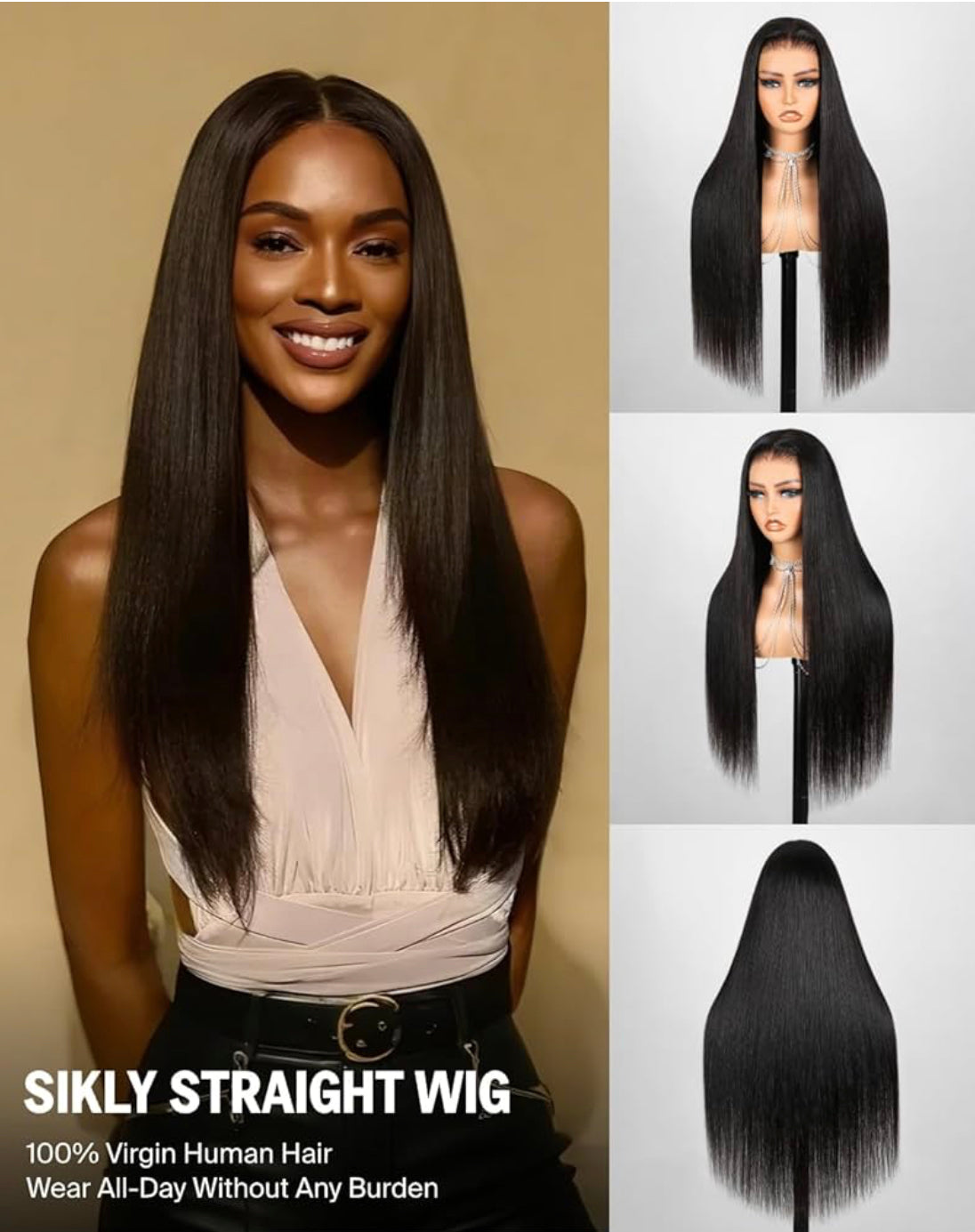 Glueless HD lace wig natural color