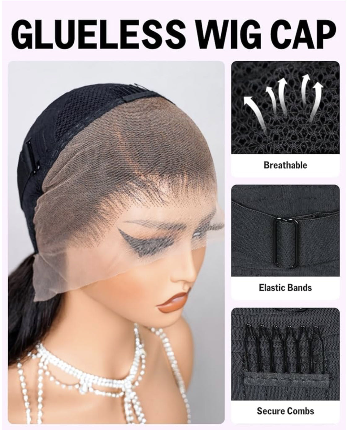 Glueless HD lace wig natural color