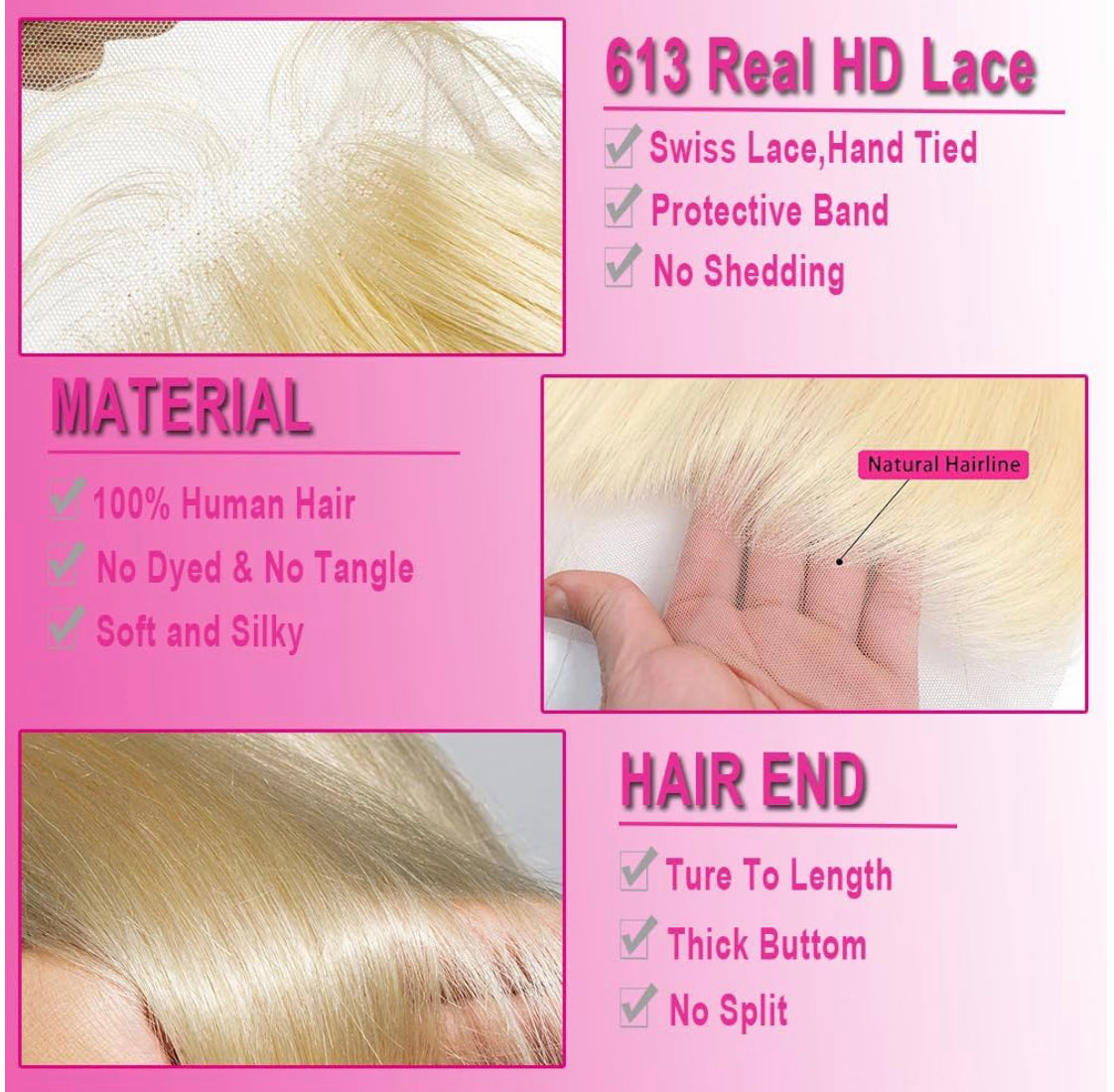 613 blonde HD lace glueless lace wig 200%