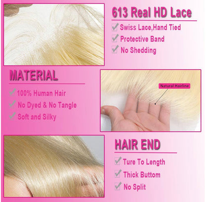613 blonde HD lace glueless lace wig 200%