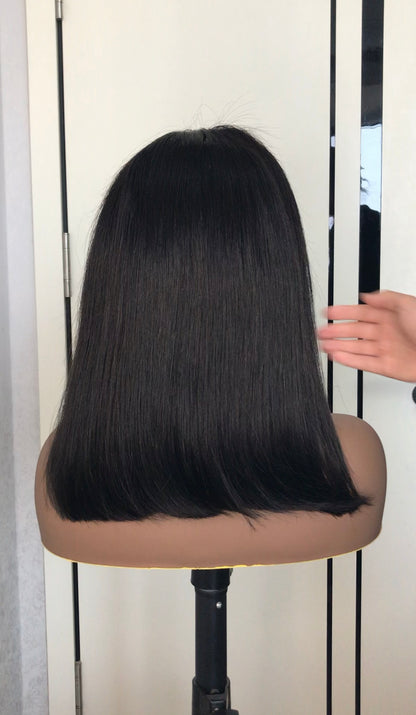 BOB wig natural color transparent lace