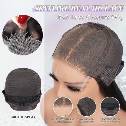 12A 5*5 HD Lace Closure Wig 250% Density Natural Color