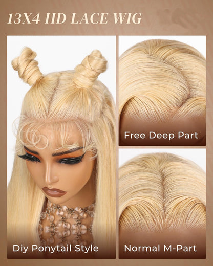 613 blonde 13*4 HD full frontal glueless lace wig 200%