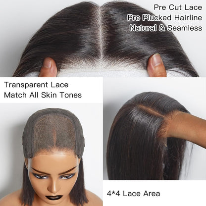 BOB wig natural color transparent lace