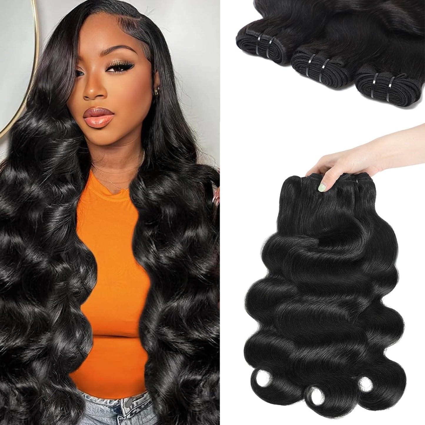 12A Virgin human hair natural color bundles straight/body wave/burmese curly