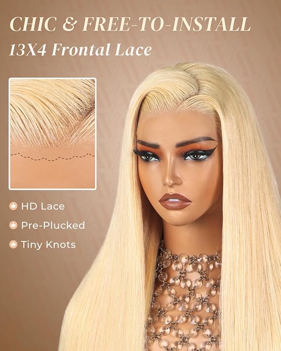 613 blonde 13*4 HD full frontal glueless lace wig 200%