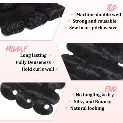 12A Virgin human hair natural color bundles straight/body wave/burmese curly