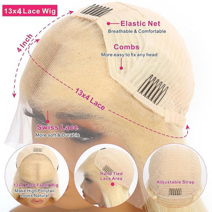 13*4 Transparent Lace Frontal Wig Blonde Color