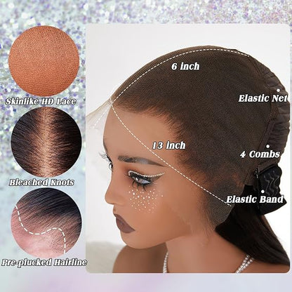 12A 13*6 HD Glueless Lace wig 250% Natural Color 100% human hair
