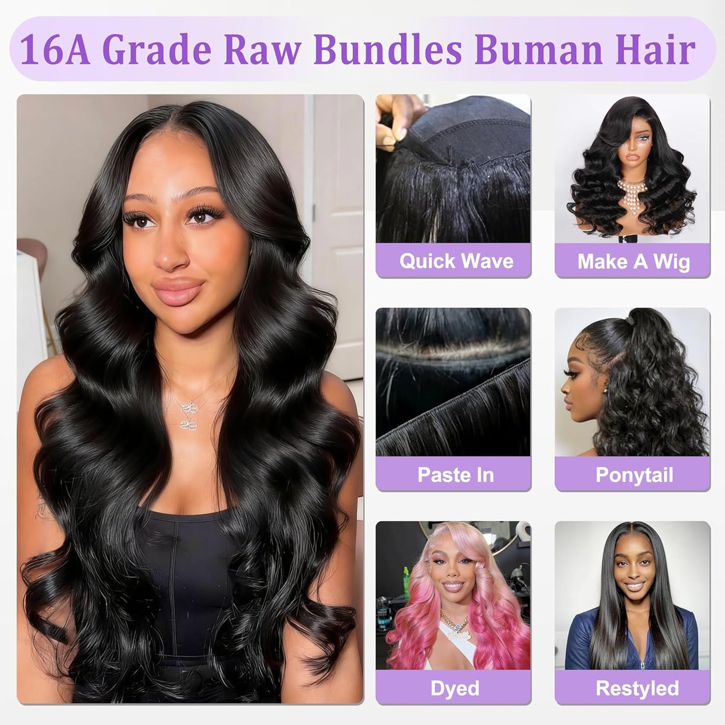 16A Raw Hair Bundles  Natural Color