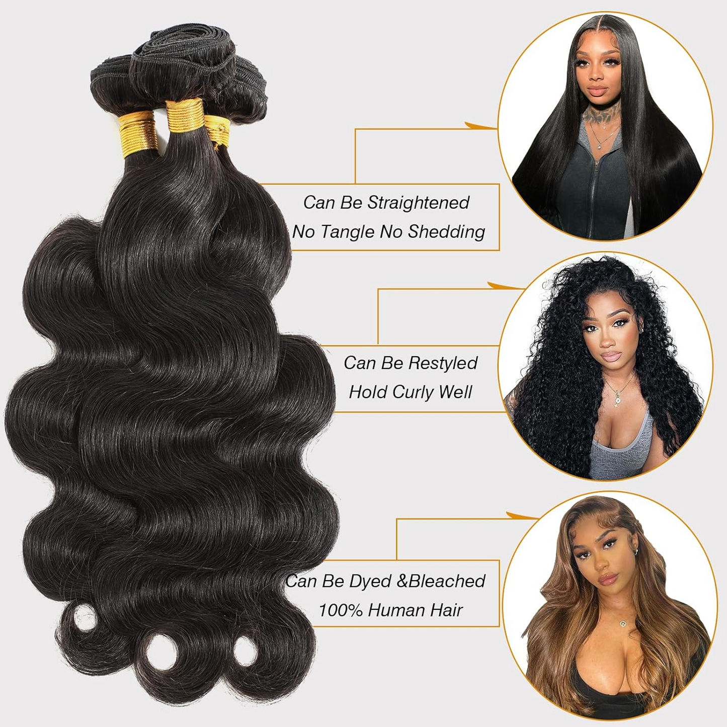 Virgin hair natural color bundles