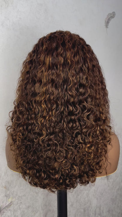 18 inch 13*4 Double Drawn 200 density water wave wig